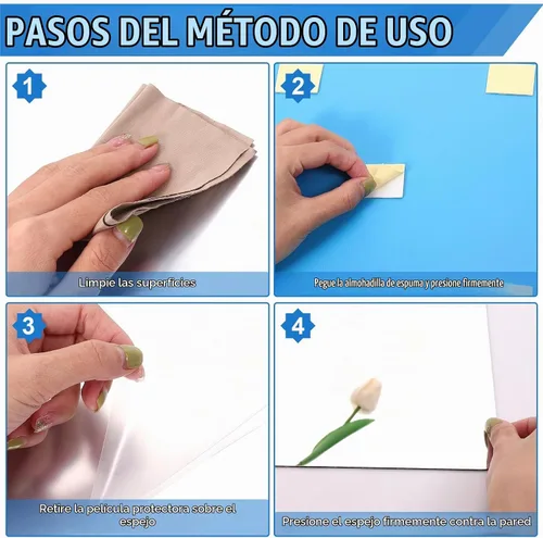 Vista 6 de Paquete de 6 azulejos de espejo acrílicos autoadhesivos, 12 x 16