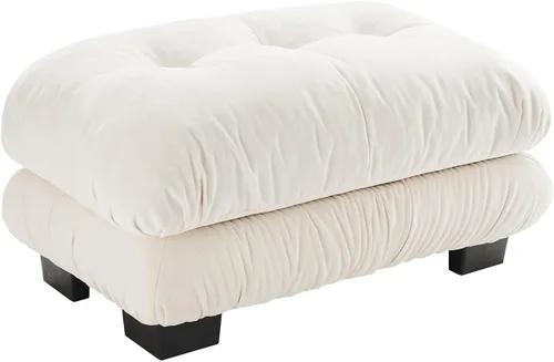 Vista 114 de Sofá modular de gran tamaño de 94 pulgadas, sofás seccionales grandes de color beige y blanco para sala de estar, juego de sofá de terciopelo, sofás