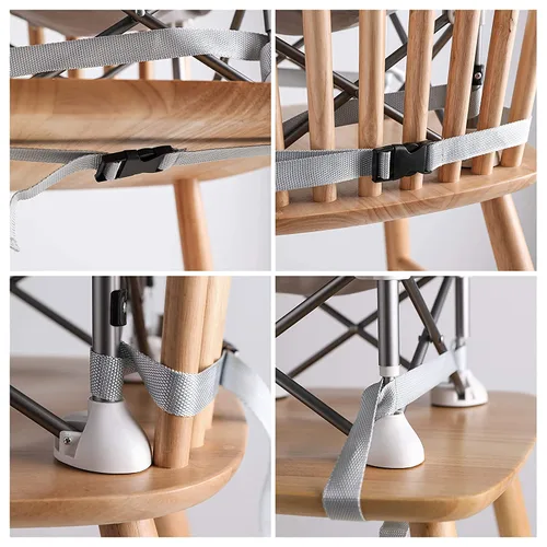 Vista 5 de PandaEar Asiento elevador de viaje portátil con bandeja, asiento plegable para bebé, silla alta para mesa de comedor, silla de campamento compacta