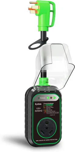 Vista 8 de EyGde Adaptador RV de 30 amperios a 50 amperios con protector de sobretensiones, NEMA TT-30P macho a enchufe hembra 14-50R, analizador de circuitos
