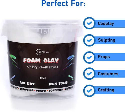 Vista 3 de Caly and Glaze Kit de barniz – 10.58 oz de arcilla de espuma moldeable para cosplay (blanco) de alta densidad y 3.4 fl oz de esmalte brillante kit