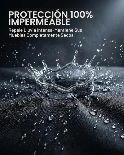 Vista 7 de Cubierta impermeable para muebles de exterior, juego de mesa y silla rectangular de 600D resistente de 64 pulgadas de ancho x 52 pulgadas de largo x