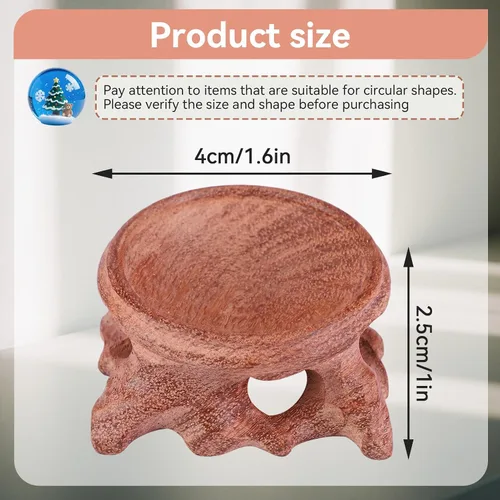 Vista 2 de Soporte de madera para esfera de cristal, 1.6 pulgadas, mini soporte de exhibición de madera para bola de cristal, soporte de bola decorativo