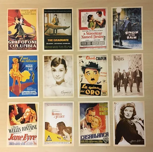 Vista 6 de DreamHigh Paquete al por mayor de 64 piezas de tarjetas postales coleccionables con anuncios vintage y pósteres de películas