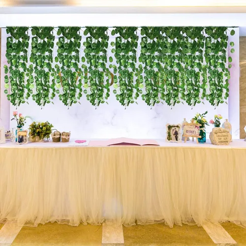 Vista 5 de Guirnalda de vides artificiales de 84 pies, plantas colgantes falsas, guirnalda de hojas verdes sintéticas para pared, fiesta, boda, habitación