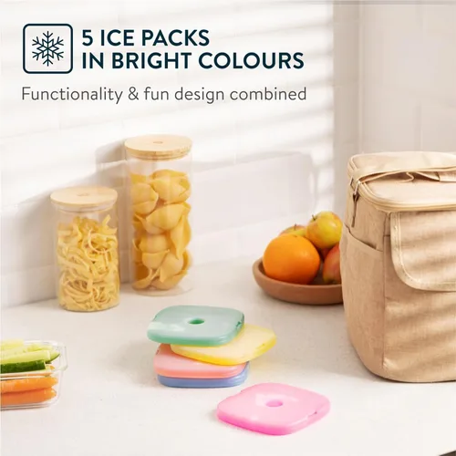 Vista 2 de 5 paquetes de hielo para caja de almuerzo ¡Refrigeradores finos para mantener su almuerzo frío, fresco y crocante! (Ajuste fino)