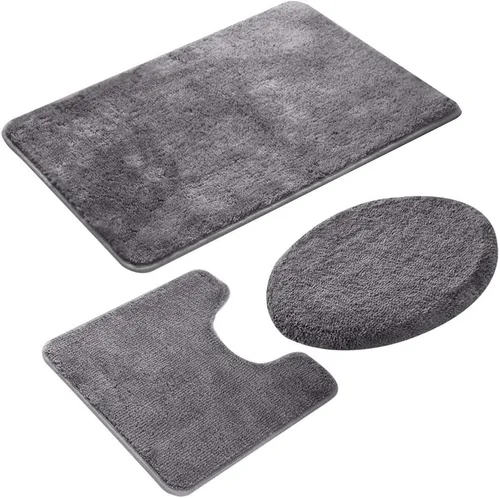 Vista 7 de Juego de 3 piezas de alfombras de baño, alfombrillas antideslizantes para pisos, alfombrilla ultra suave, absorbente y cómoda en forma de U