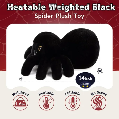Vista 7 de MorisMos Peluche de Araña para Microondas, Animales de Peluche de Arañas Calentables de 1.65 Libras, Peluche Calentable Acogedor Sin Fragancia