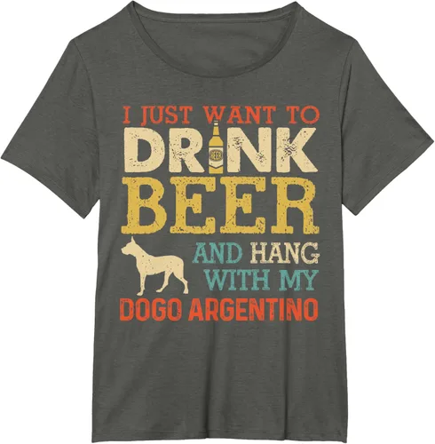 Vista 12 de Dogo Argentino - Camiseta vintage divertida para colgar con perro, Negro