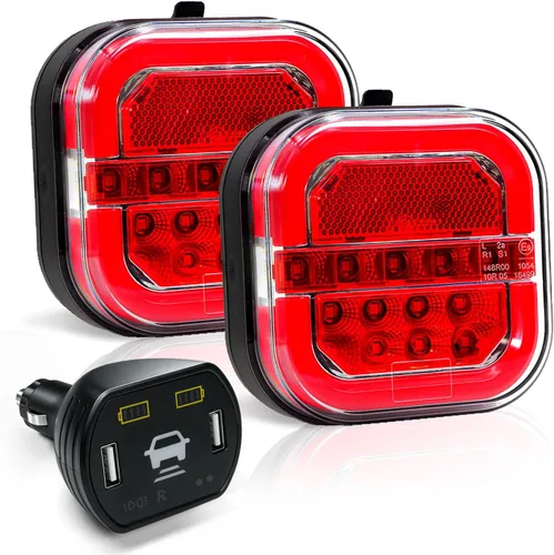 Vista 10 de NeaLia CD28 Magnetic Wireless Trailer Lights, Rechargeable Tow Light Kit Rojo