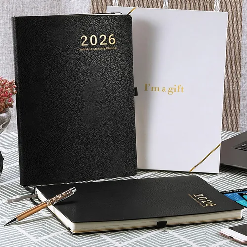 Vista 2 de Artfan Agenda 2026 – enero 2026 – diciembre 2026, planificador semanal y mensual, agenda de calendario, planificador de cubierta de cuero