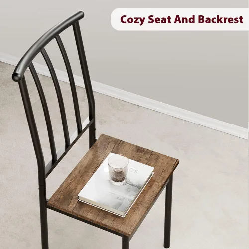 Vista 5 de Juego de mesa de comedor para 4, mesa de cocina y sillas para 4 con estante para vino, juego de mesa de comedor rectangular, juego de mesa