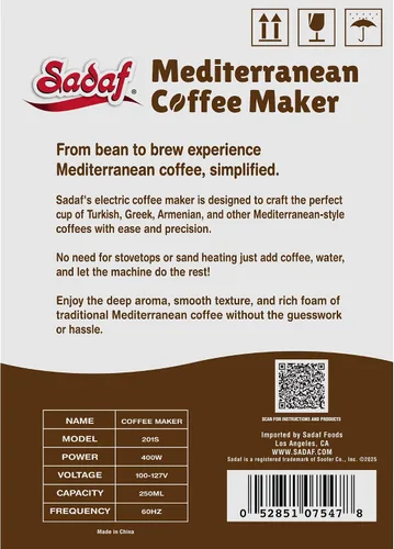 Vista 4 de Sadaf Cafetera mediterránea One-Touch - Cafetera eléctrica turca, griega y armenia - Cafetera de acero inoxidable - Control de espuma y sensor