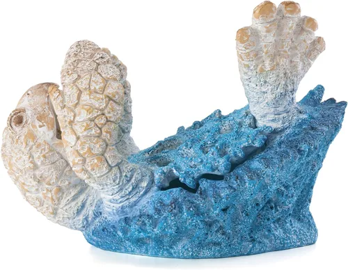 Vista 3 de VVGIFTS Figura decorativa de tortuga marina, figura de tortuga marina para sostener botellas de vino, diseño de arrecife de coral, decoración