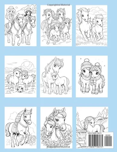 Vista 2 de Horses & Ponies Coloring Book For Kids Ages 4-8 Relaxation and Stress Relief 50 Coloring Pages