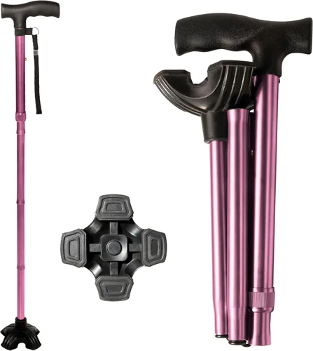 Vista 7 de Stander Wonder Cane, Foldable Walking-Cane for Stability, Collapsible Free-Standing Walking-Stick with Adjustable Handle, Lightweight Quad-Cane for