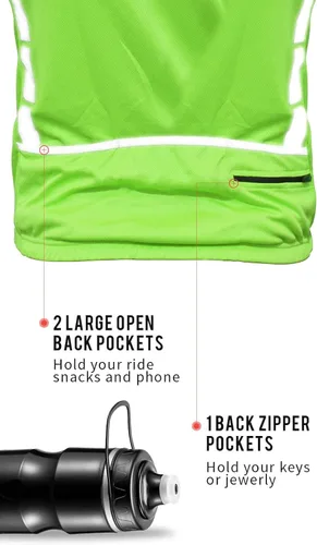 Vista 4 de ReflecToes Camiseta de ciclismo de alta visibilidad - Reflectante Hi-Viz Ciclismo Camisa Hombres y Mujeres