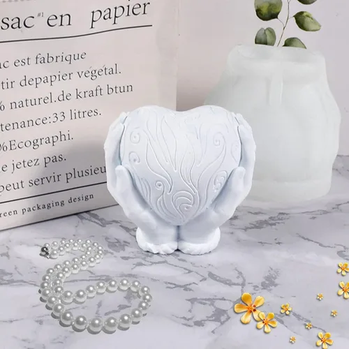 Vista 8 de Molde de resina de corazón de mano, moldes de silicona para velas de corazón, regalo del día de San Valentín, vela 3D, molde de resina epoxi