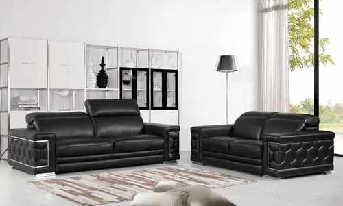 Vista 18 de Blackjack Furniture Usry - Sofá tapizado de piel italiana, color caqui