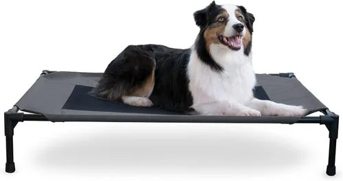 Vista 19 de K&H PET PRODUCTS - Cuna elevada para mascotas con centro de malla, varios tamaños Malla de color marrón.