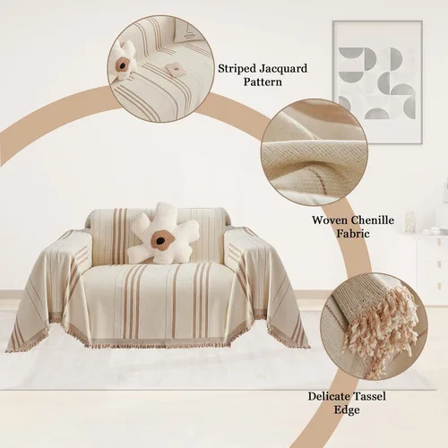 Vista 4 de DREAMINGO Funda de Sillón de Chenilla Fundas de Sofá Jacquard Lavables Protector de Muebles Funda de Sofá Reclinable 1 Cojín Funda de Silla