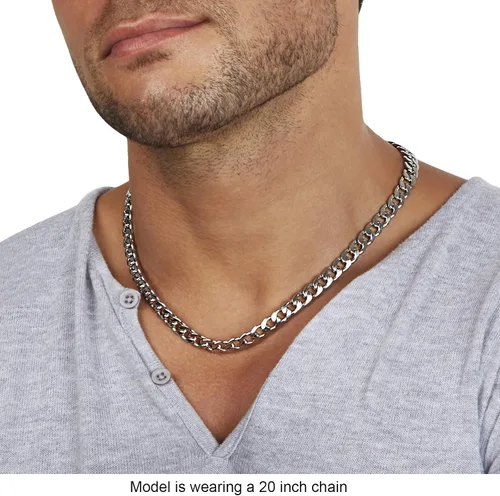 Vista 3 de Silvadore 9mm Miami CUBAN Link Chain for Men Necklace - NON-TARNISH & FADE-PROOF Real Silver Stainless Steel - Boys Mens Christmas Gifts - Thick Big