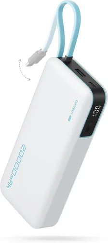 Vista 10 de CUKTECH Banco de energía de 20,000 mAh con cable USB-C integrado, cargador portátil de carga rápida PD de 40 W, batería de 3 puertos para iPhone