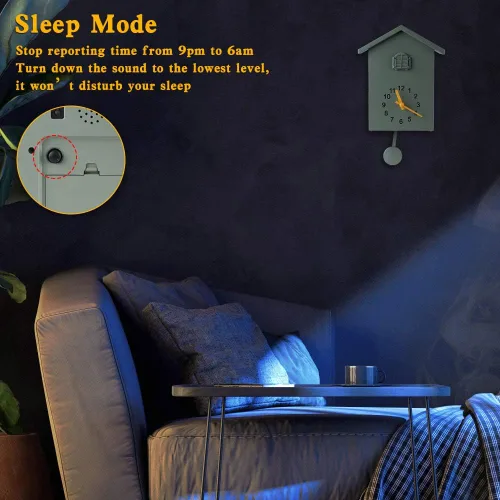 Vista 3 de KEYPOWER - Reloj de cuco, reloj de pared de cuco, sonidos de pájaros de cuco o llamada, péndulo de reloj con diseño, casa de pájaros, arte de pared