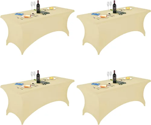 Vista 117 de FORLIFE - Funda de mesa de elastano, mantel ajustado de 4 pies para mesas rectangulares, funda elástica para patio, universal para bodas, banquetes