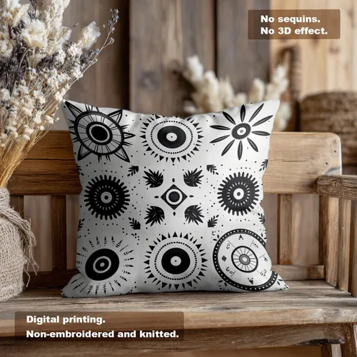 Vista 6 de Geometric Patterns Throw Pillow Covers, Black and White Designs Cushion Cases Digital Blended Hidden Zipperl Decorative Pillow Covers Square 16X16