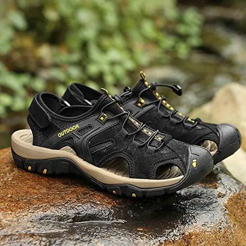 Vista 4 de LUODENGLANG Men's Sport Sandals Outdoor Hiking Sandals Closed Toe Water Sandals Casual Lightweight Summer Breathable Beach Shoes