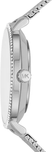 Vista 2 de Michael Kors Reloj mini Pyper de acero inoxidable de dos manos para mujer, Plateado, talla única , MK4618 - Reloj de malla de acero inoxidable