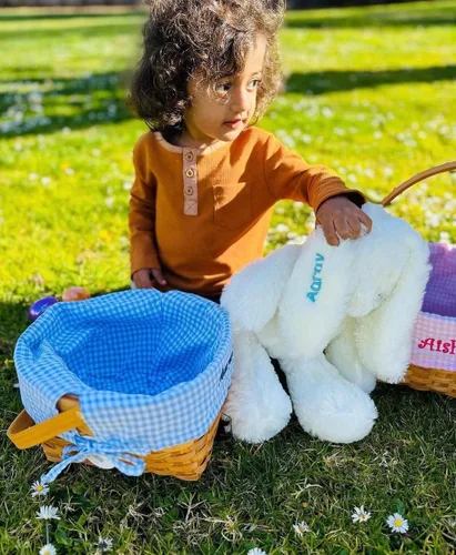 Vista 8 de DIBSIES Conejo Hoppity Floppity personalizado de 18 pulgadas (Azul)