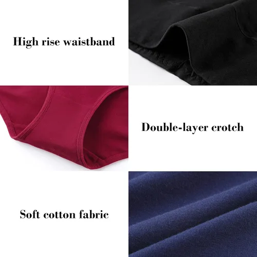 Vista 5 de Ceseboo Ropa interior para mujer cintura alta cintura de doble capa no se sube sin muffins bragas transpirables para mujer
