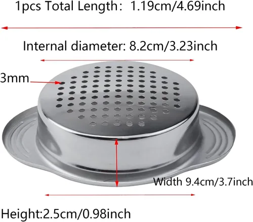 Vista 2 de Colador de acero inoxidable duradero de 4.69 pulgadas, tapa de prensa de metal, filtro de atún, colador de latas para colar de cocina, drenaje