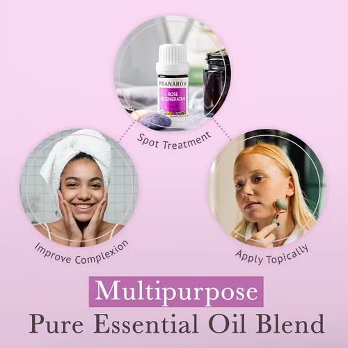 Vista 4 de Pranarom - Mezcla de aceites esenciales faciales regenerativos de rosas (0.2 onzas líquidas) - Lavanda, semillas de rosa mosqueta, incienso y limón