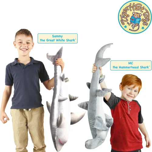 Vista 7 de TigerHart Sammy The Shark - Peluche de 36 pulgadas de largo, color blanco