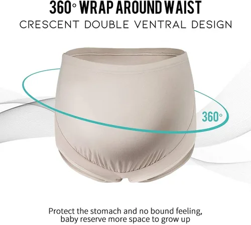 Vista 2 de Mama Cotton Women's Over The Bump Maternity Panties High Waist Full Coverage Pregnancy Underwear Multi-Pack (S-4XL)