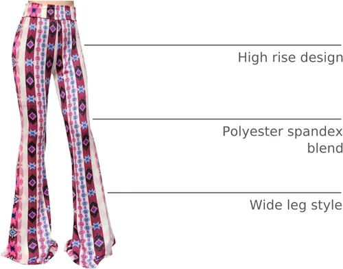 Vista 145 de ShopMyTrend - Pantalones de yoga largos con piernas anchas y acampanadas estilo palazzo, con cintura alta, para mujer