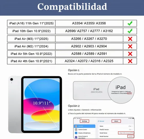 Vista 2 de Funda Soke para iPad (A16) de 11ª generación de 11 pulgadas 2025, iPad de 10ª generación de 10.9 pulgadas 2022, con protector de pantalla