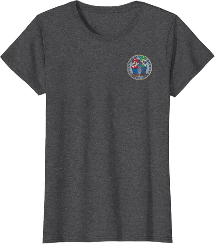 Vista 6 de Super Mario Bros Luigi Left Chest Since 1985 - Camiseta gráfica Negro