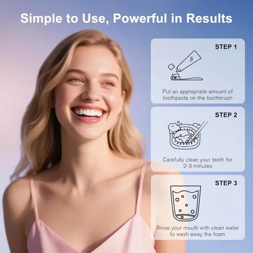 Vista 5 de Pasta de dientes blanqueadora con Niacinamida, Kimralur Pastas de dientes blanqueadoras intensivas con triple Niacinamida, Fórmula sin flúor