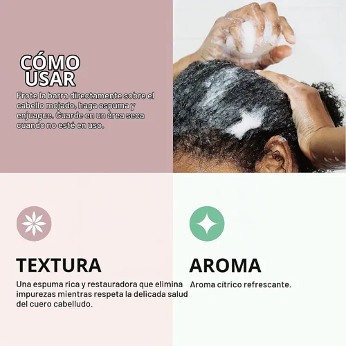 Vista 4 de Odacité Shampoo Bar – Champú sólido sin sulfato de argán y coco para todo tipo de cabello, cabello rizado y teñido – Hidratante, sin plástico