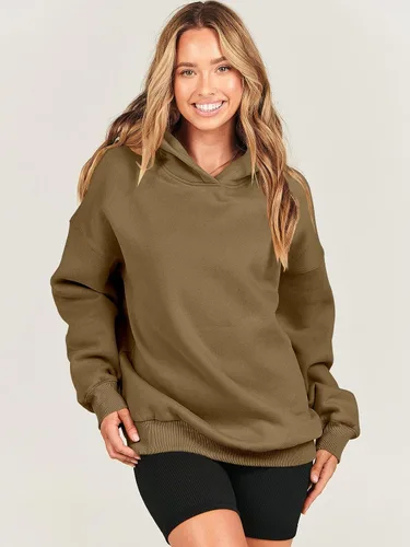 Vista 6 de ANRABESS Sudaderas de gran tamaño con capucha de forro polar para mujer, sudaderas casuales de manga larga, sueltas, ropa de otoño 2023
