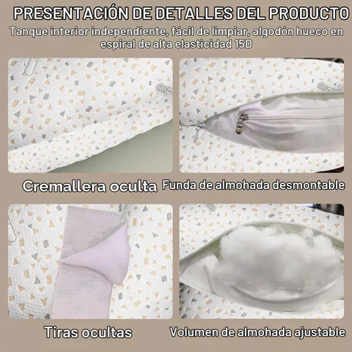 Vista 6 de Almohada de embarazo para dormir, almohada de maternidad con soporte para caderas, espaldas, piernas, almohada de maternidad con funda desmontable