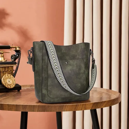 Vista 8 de HKCLUF Bolsos cruzados para mujer, de gran capacidad, con 2 correas de guitarra, de cuero, para mujer
