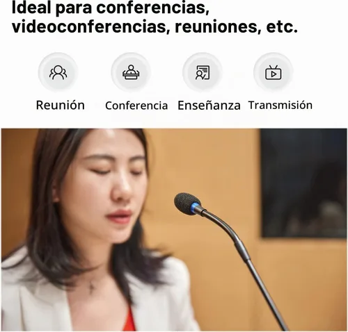 Vista 7 de BOYA Micrófono de condensador para escritorio y podio, micrófono de cuello de cisne bi-fold de 18 pulgadas con botón de silencio e indicador LED