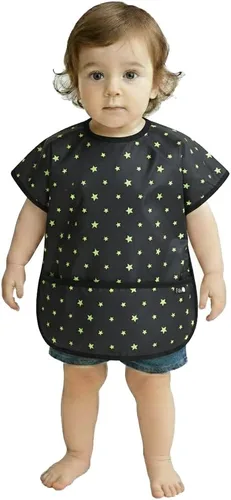 Vista 31 de Plie Short Sleeve Waterproof Bib for Toddlers – Easy Clean Feeding Apron for Mealtime, Daycare, Self-Feeding, Lightweight