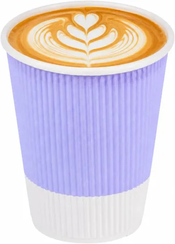 Vista 55 de Tazas para café de papel aislado, pared ondulada, kraft, 12 onzas - Caja de 25 unidades - tapas a juego: RWA0360B, RWA0360W, RWA0328LG, RWA0328GR
