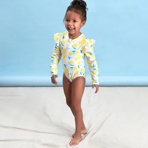 Vista 4 de Gerber Traje de baño de una pieza de manga larga para niñas pequeñas